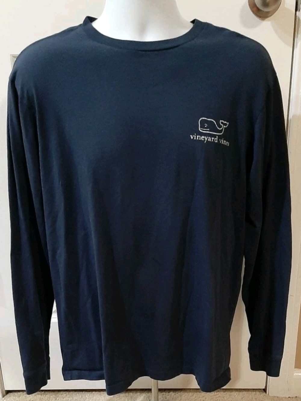 Vineyard Vines Christmas Santa Men's Medium Long-Sleeve Tee Navy Blue